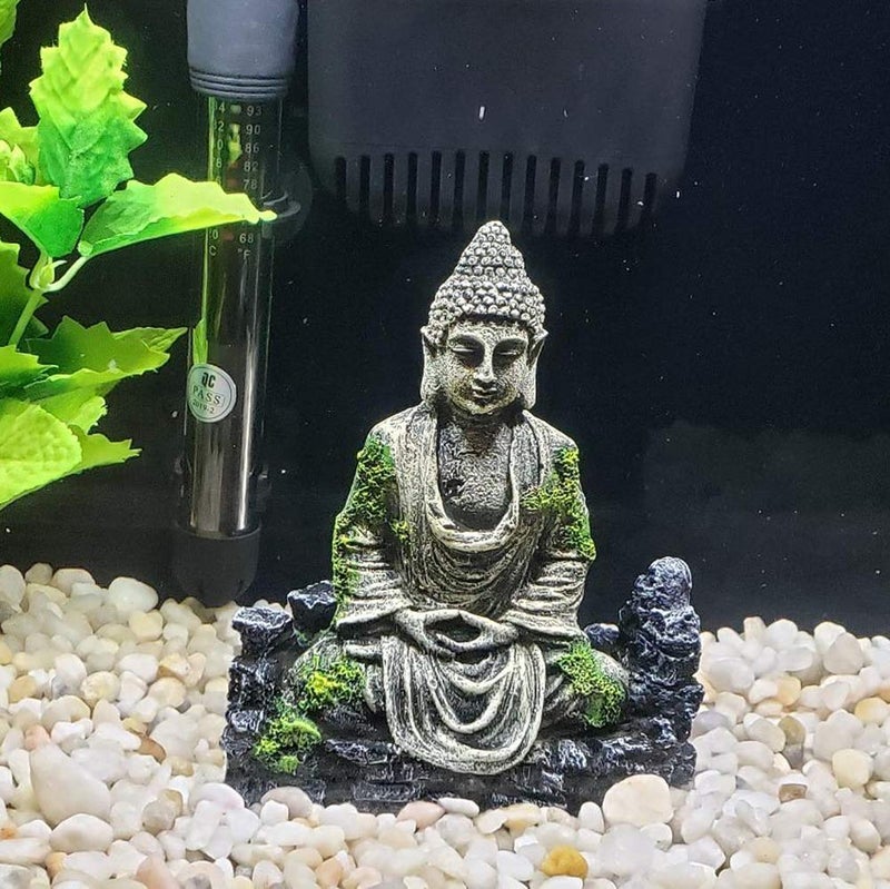 SLOCME Aquarium Buddha Statue Decorations - Aquarium Decor Ornament Fish Tank Buddha Statue Decoration - Image 5